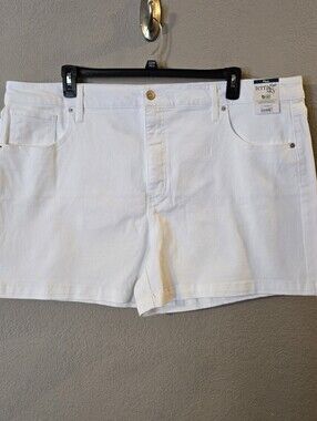 Terra & Sky Womens New A-Line White Denim Shorts Size 24W Stretch High Waisted